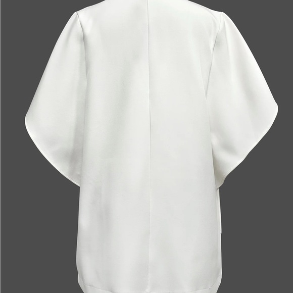 White Mini Dress with Dolman Sleeves and Plunge Neckline - Picture 4 of 7